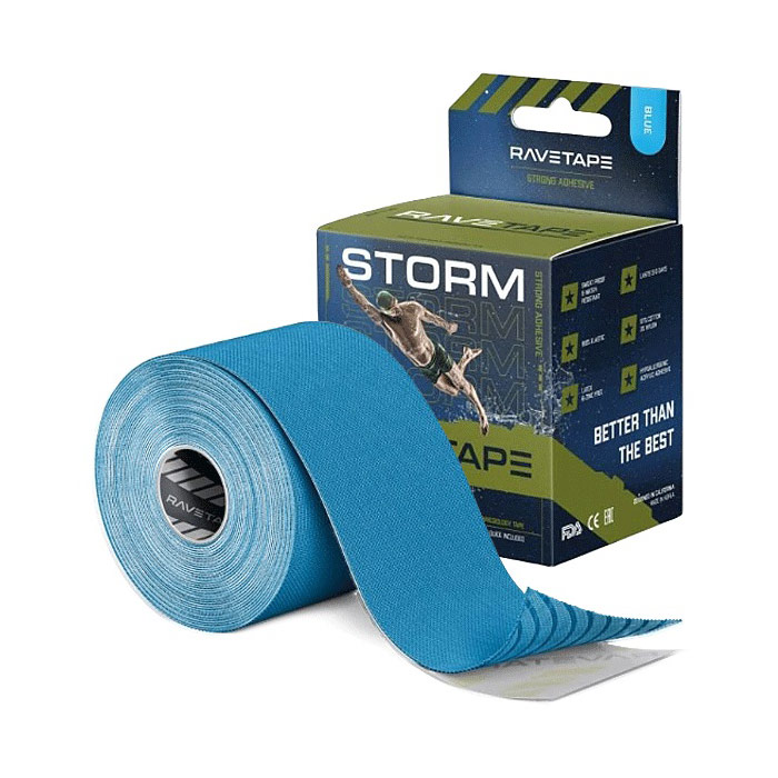 Кинезиотейп Ravetape Storm RVTS-BLU-55 5см x 5м голубой.