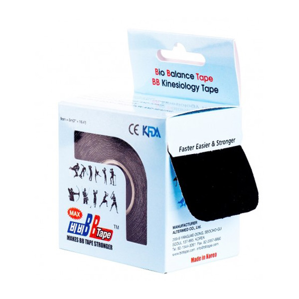 Кинезио тейп Bio Balance Tape Max с усиленным клеем 5см х 5м черный.