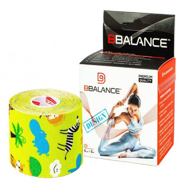 Кинезио тейп Bio Balance 5см х 5м смайлик сафари лайм 