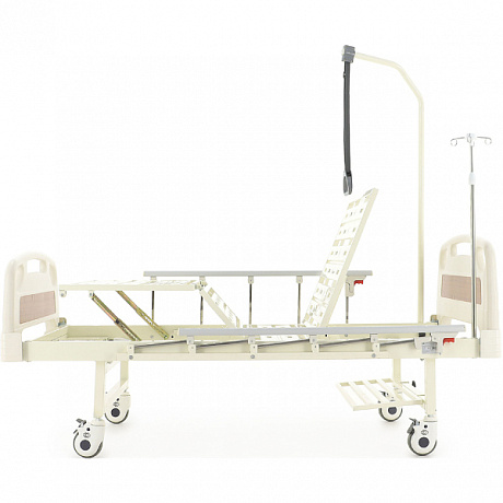 Кровать медицинская Med-Mos механическая E-8 с инфузионной стойкой, рамой для подтягивания, боковыми ограждениями. Изображение 3 из 5